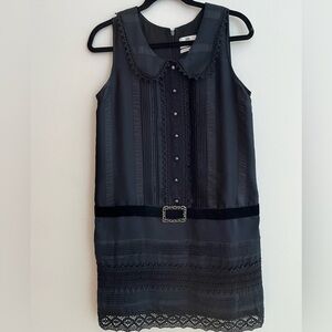 ANNA SUI For Target Sleeveless Black Dress Drop Waist Flapper Steampunk Goth